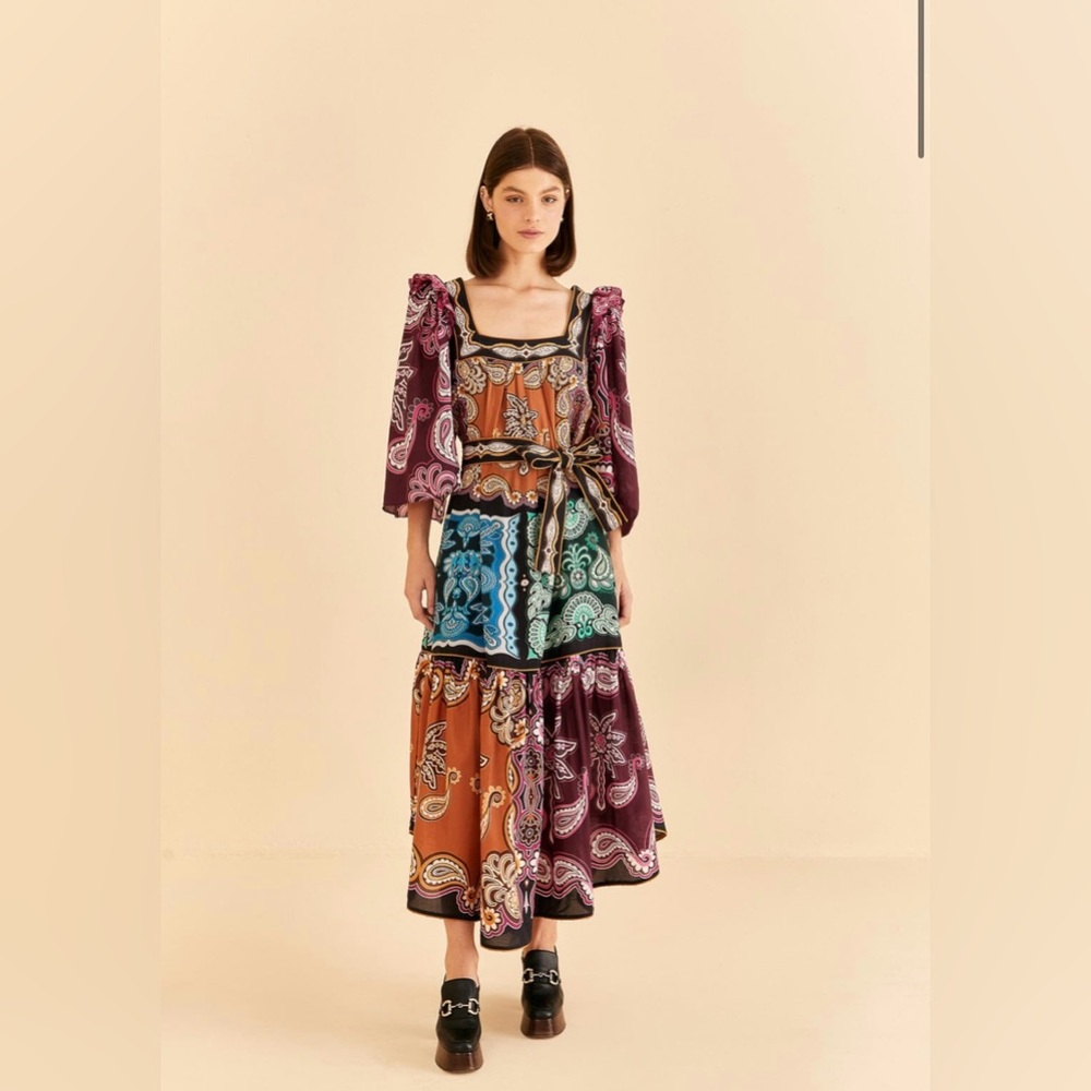 NWT FARM Rio Multicolor Sweet Mermaids Midi Dress